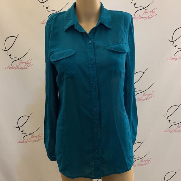 Charlotte Russe. Size M. Chiffon Lattice Back, Long Sleeve, Roll Tab Cuff. B98 - Picture 1 of 5